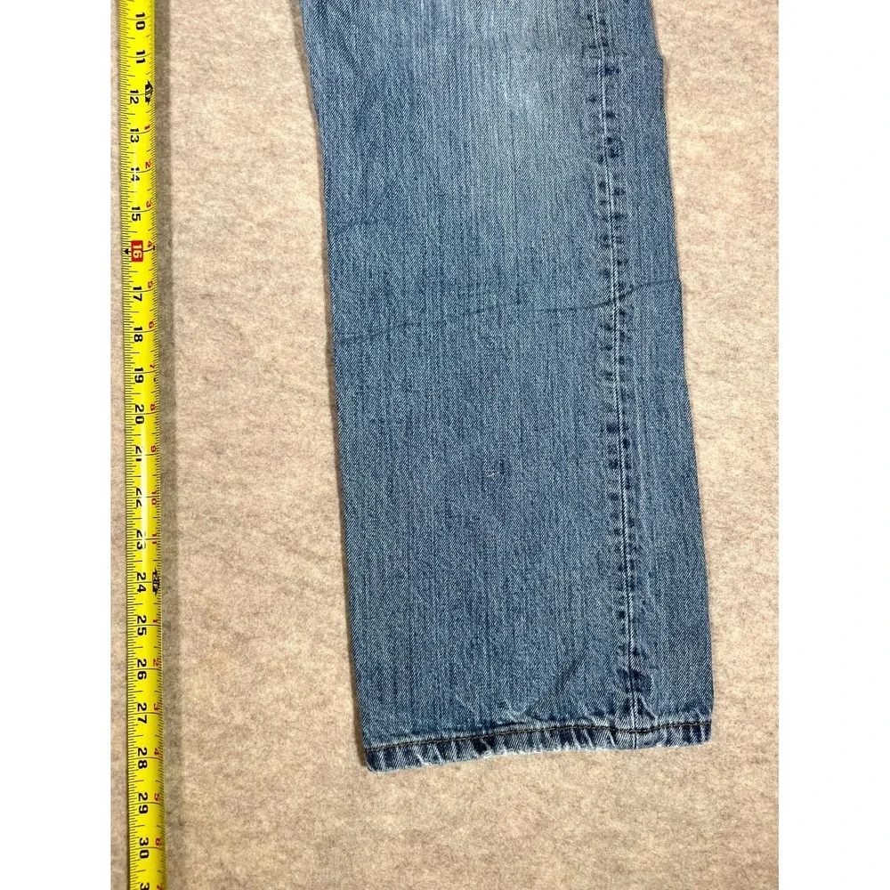 Levis 501 Original Fit Straight Jeans Mens 35x32 Blue Denim Logo Cotton Mid Rise